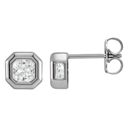 Cushion Earth Mined Natural Real Diamond ( Not Lab Grown ) Earrings For Men