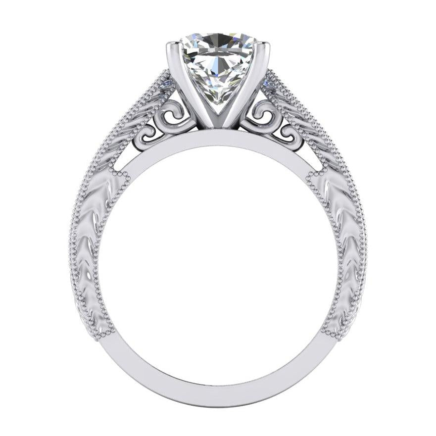 Cushion Engagement Ring White Gold Ladies Jewelry Genuine Diamond
