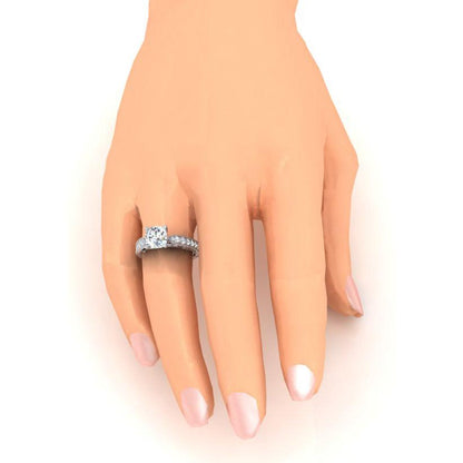 Cushion Engagement Ring White Gold Ladies Jewelry Genuine Diamond