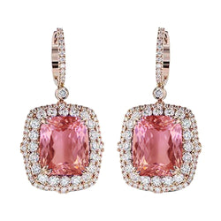 Cushion Kunzite Crystal Halo Earrings