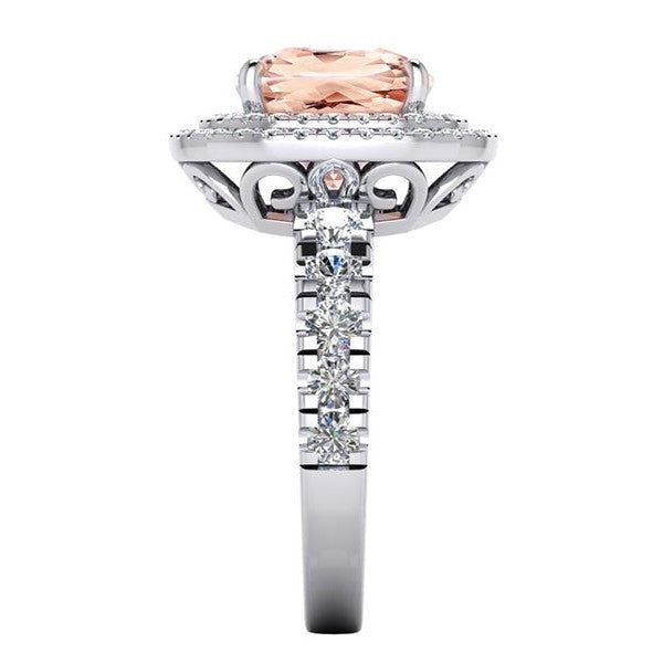 Cushion Morganite Diamond Ring