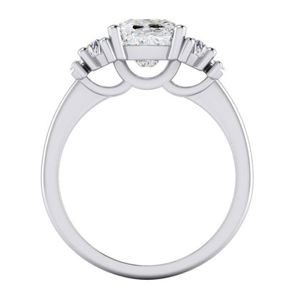 Cushion Old Cut Diamond Ring 4.50 Carats With Marquise & Half Moons