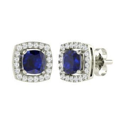 Cushion Sapphire And Diamond Earrings