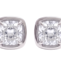 Cushion Cut Lab Grown Diamonds 1.50 Carat Stud Earring 14K White Gold