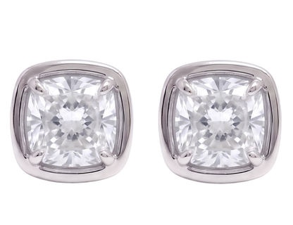 Cushion Cut Lab Grown Diamonds 1.50 Carat Stud Earring 14K White Gold