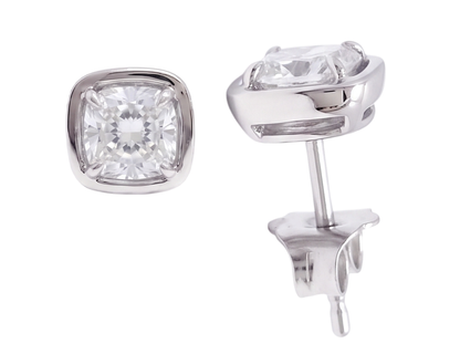Cushion Cut Lab Grown Diamonds 1.50 Carat Stud Earring 14K White Gold