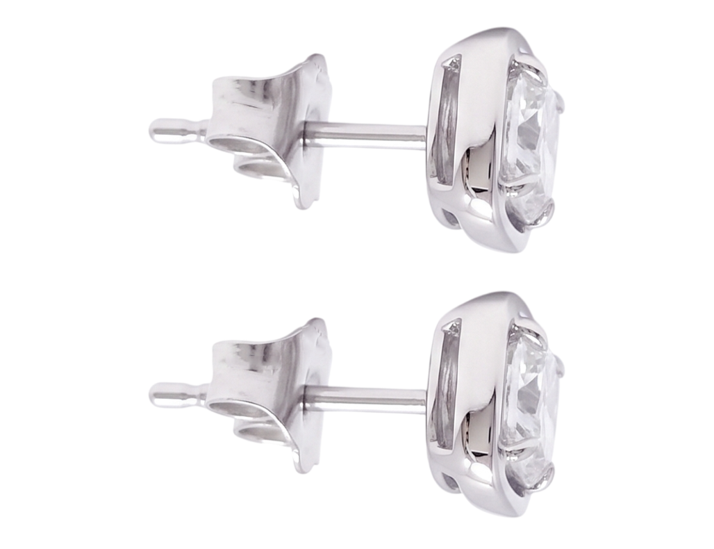 Cushion Cut Lab Grown Diamonds 1.50 Carat Stud Earring 14K White Gold