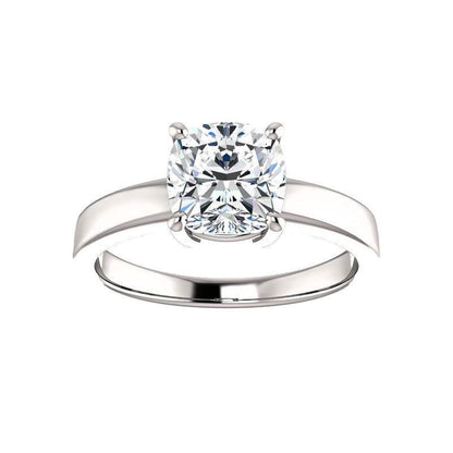 Cushion Lab Grown Big Diamond Old Mine White Gold Ring Set 7 Carats