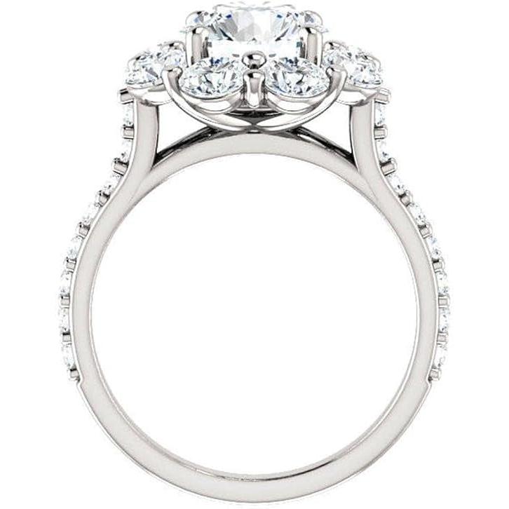 Cushion Old Miner Huge Lab Grown Diamond Halo Ring Flower Style 15 Carats