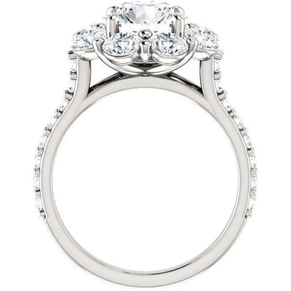 Cushion Old Miner Huge Lab Grown Diamond Halo Ring Flower Style 15 Carats