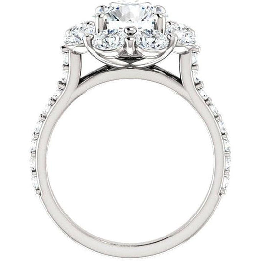 Cushion Old Miner Huge Lab Grown Diamond Halo Ring Flower Style 15 Carats