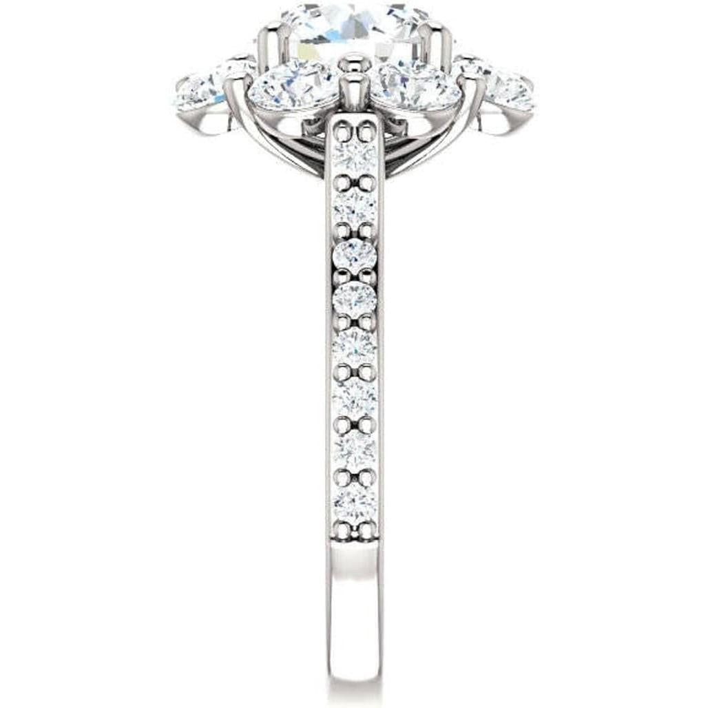 Cushion Old Miner Huge Lab Grown Diamond Halo Ring Flower Style 15 Carats