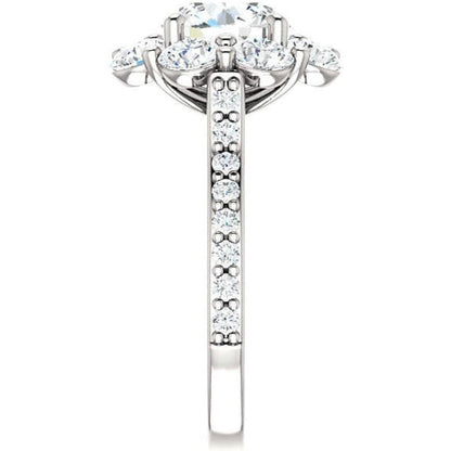 Cushion Old Miner Huge Lab Grown Diamond Halo Ring Flower Style 15 Carats