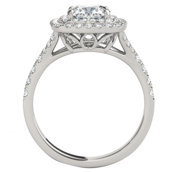 Cushion Old Miner Large Lab Grown Diamond Double Halo Ring Split Shank 10.50 Carats