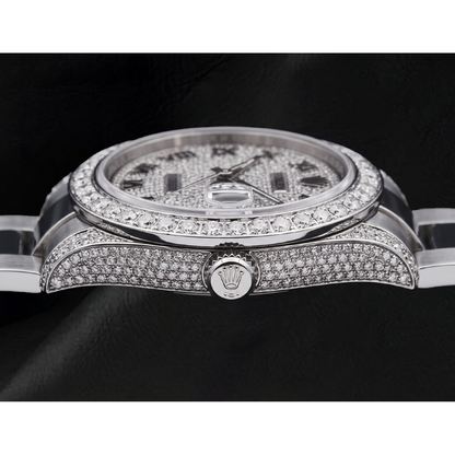 Custom Diamond Dial & Bezel Rolex Watch Datejust Ladies Bracelet Ss