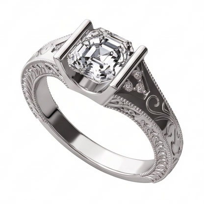 Custom Jewelry Antique Style Natural Earth Mined Diamond Anniversary Ring