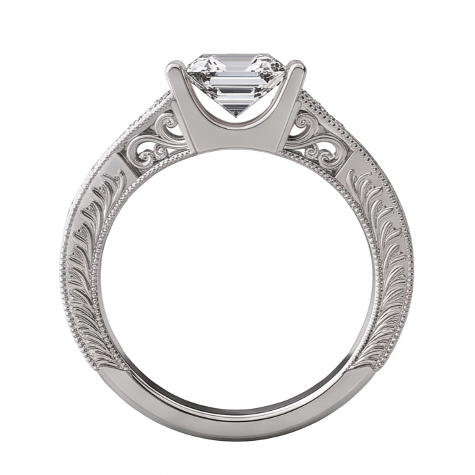 Custom Jewelry Antique Style Natural Earth Mined Diamond Anniversary Ring