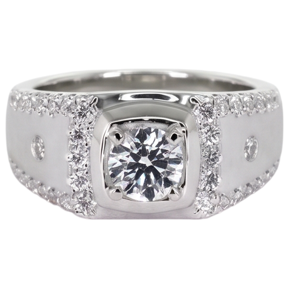 Custom Jewelry White Gold Anniversary Ring Round Lab Grown Diamond