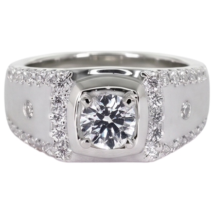 Custom Jewelry White Gold Anniversary Ring Round Lab Grown Diamond