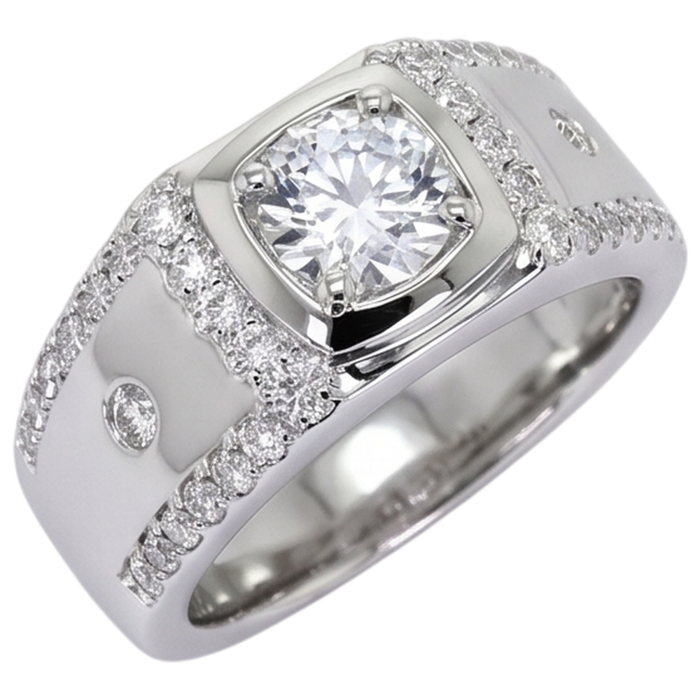 Custom Jewelry White Gold Anniversary Ring Round Lab Grown Diamond