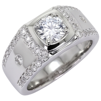 Custom Jewelry White Gold Anniversary Ring Round Lab Grown Diamond