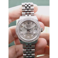 Custom Diamond Bezel Midsize Rolex Datejust Watch Ss 5 Carat