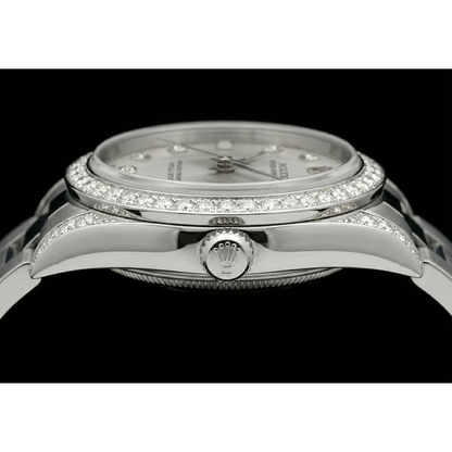 Custom Diamond Bezel Rolex Midsize No Date 31 Mm Watch Ss