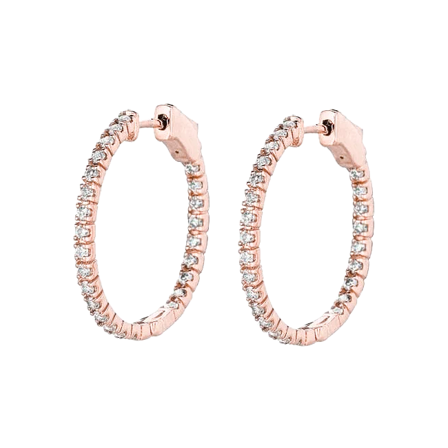 Custom Jewelry 2 Carat Hoop Earrings Natural Earth Mined Diamond Snap Lock