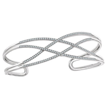 Custom Jewelry Natural Earth Mined Diamond Cuff Bracelet 14K Solid White Gold