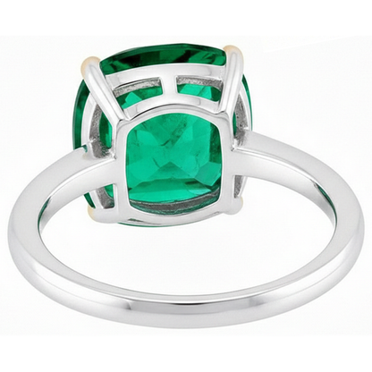 Natural Real ( Not Lab Grown ) Cute Cushion Cut Green Emerald GIA Ring