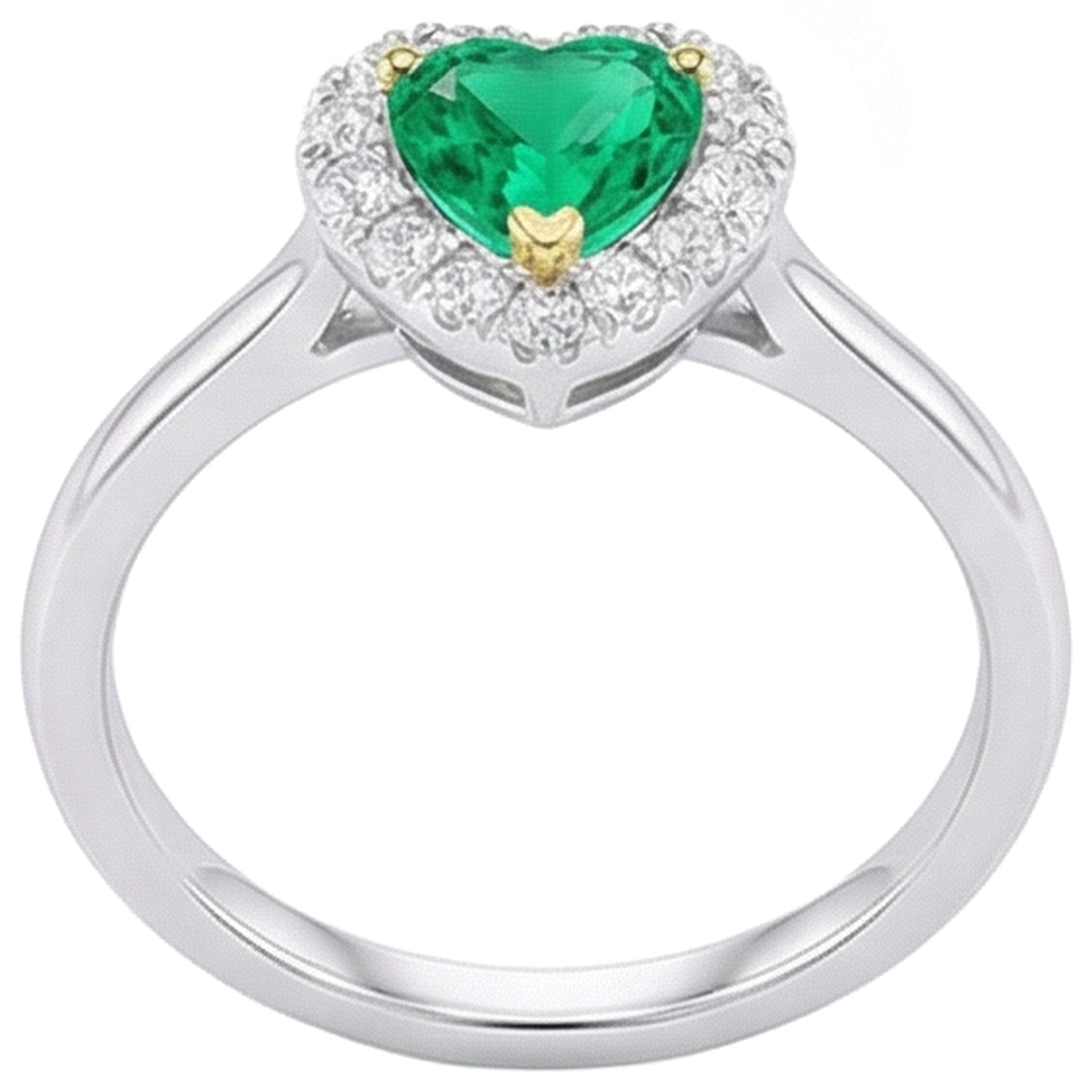 Natural Real ( Not Lab Grown )  Cute Heart Shape Halo Ring Dainty Womens Jewelry
