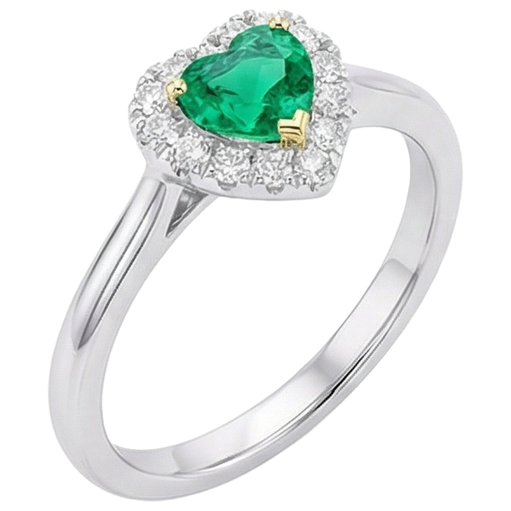 Natural Real ( Not Lab Grown )  Cute Heart Shape Halo Ring Dainty Womens Jewelry