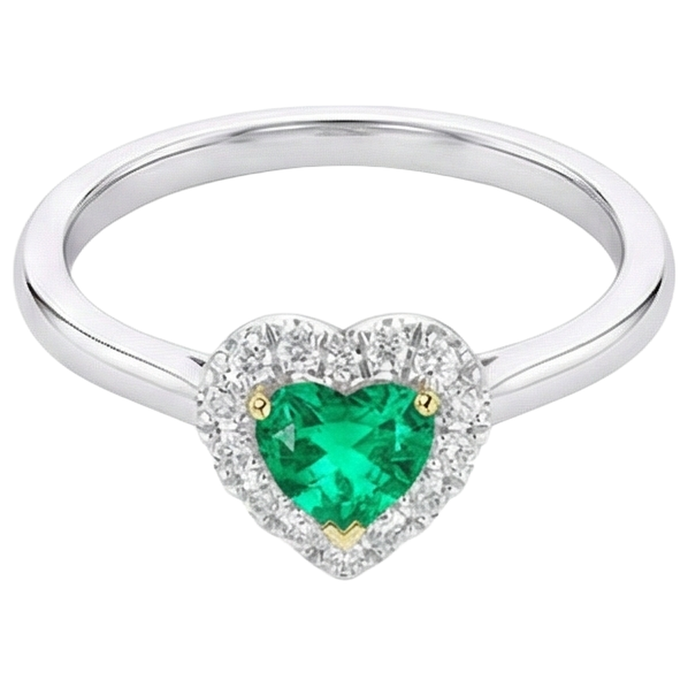 Natural Real ( Not Lab Grown )  Cute Heart Shape Halo Ring Dainty Womens Jewelry