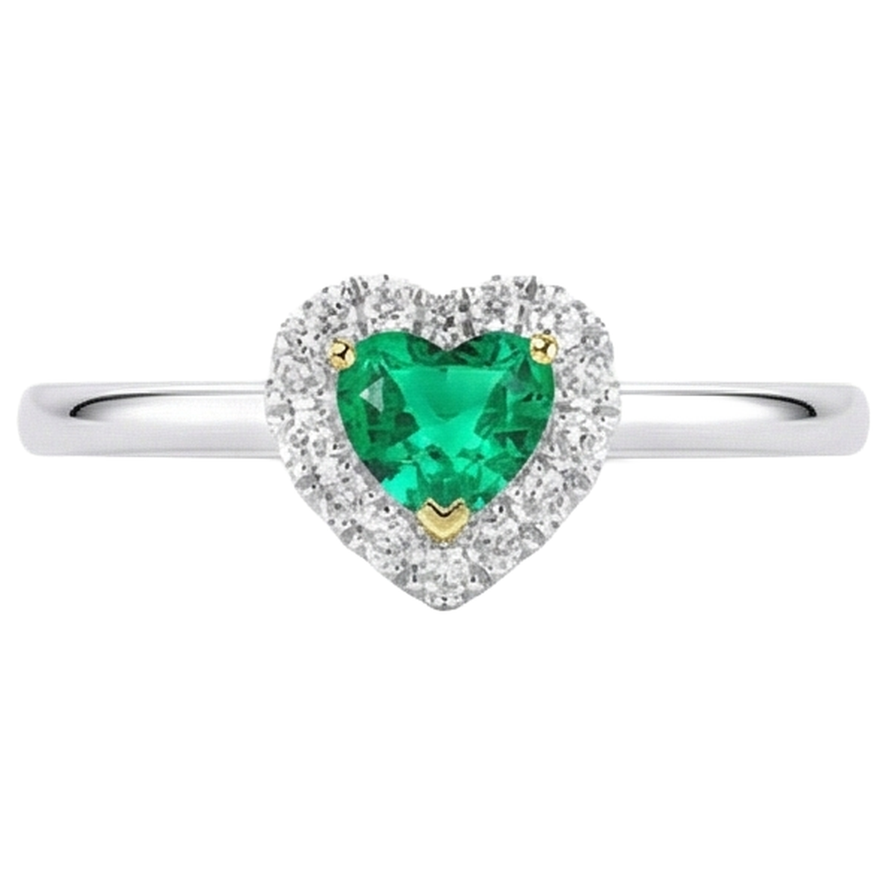 Natural Real ( Not Lab Grown )  Cute Heart Shape Halo Ring Dainty Womens Jewelry