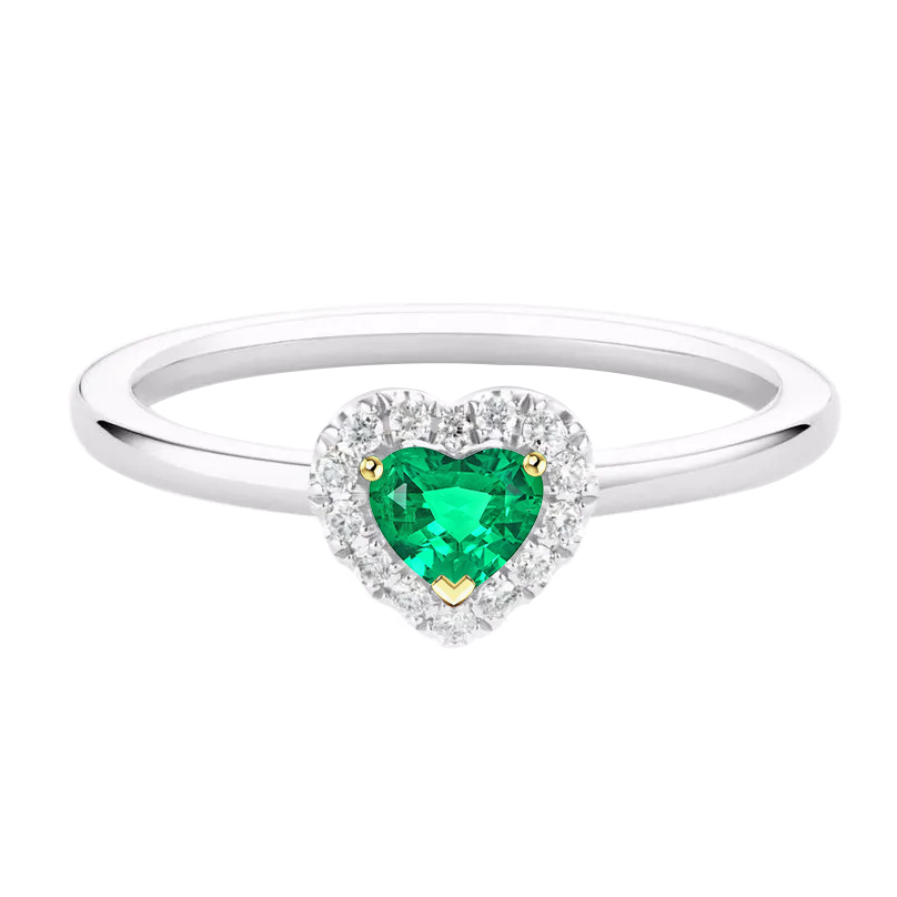 Cute Heart Shape Halo Ring Dainty Womens Jewelry