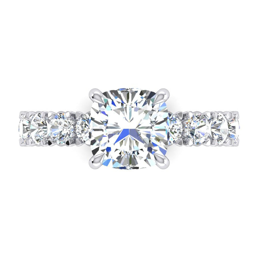 Cute Modern Engagement Ring 5 Ct Cushion Cut White Gold