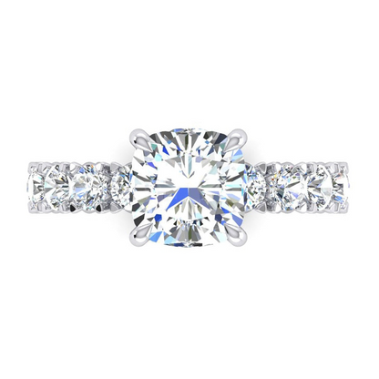 Cute Modern Engagement Ring 5 Ct Cushion Cut White Gold