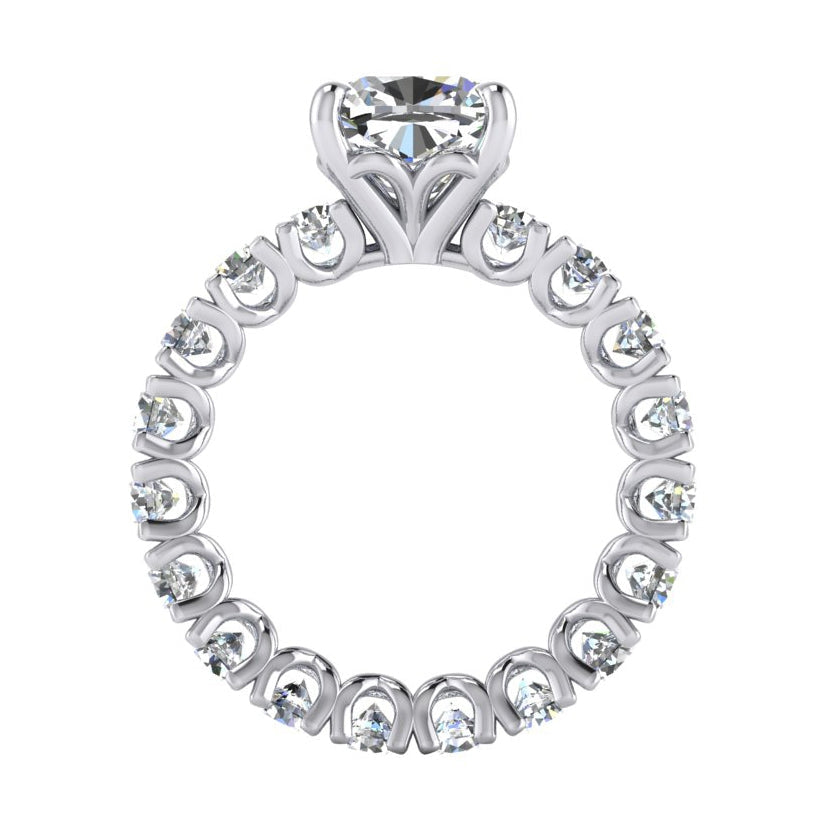 Cute Modern Engagement Ring 5 Ct Cushion Cut White Gold