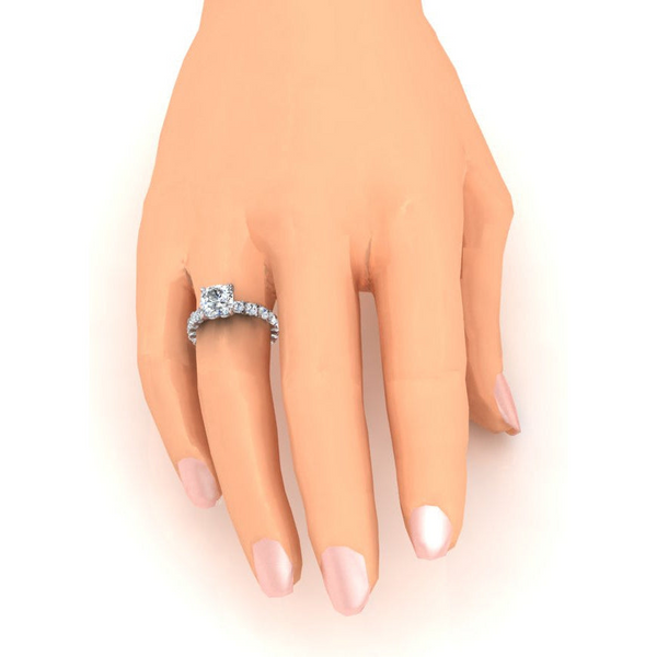 Cute Modern Engagement Ring 5 Ct Cushion Cut White Gold