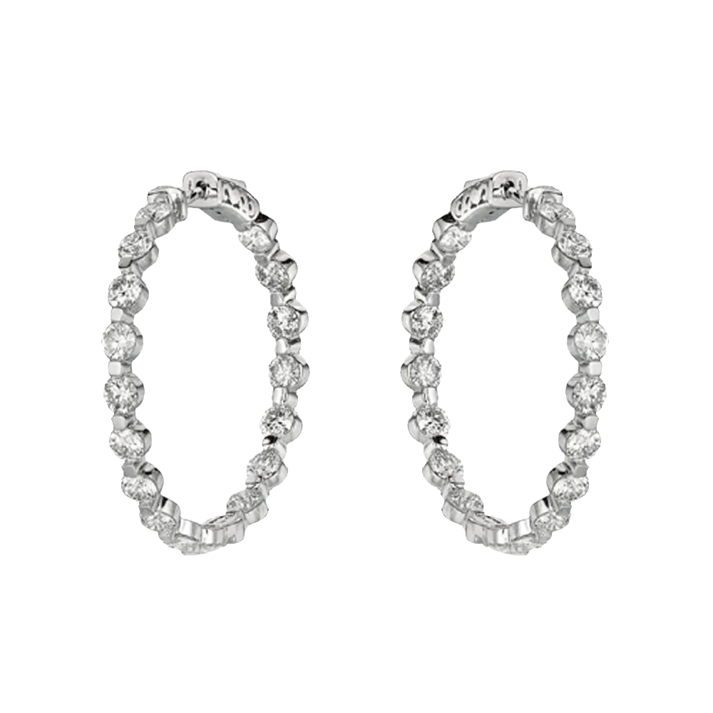 Cute 6ct Natural Earth Mined Diamond Hoop Earrings