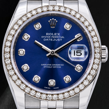 Rolex 16200 Datejust  36mm Blue Diamond Dial Stainless Steel Watch