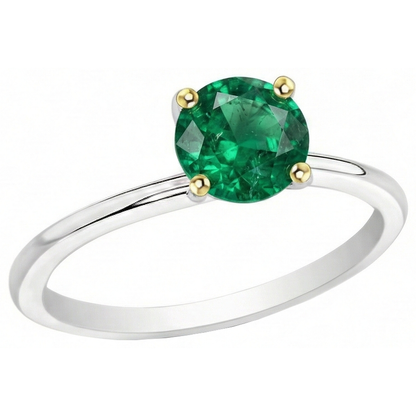 Natural Real ( Not Lab Grown ) Dainty Casual Green Emerald GIA Ring Solitaire Jewelry