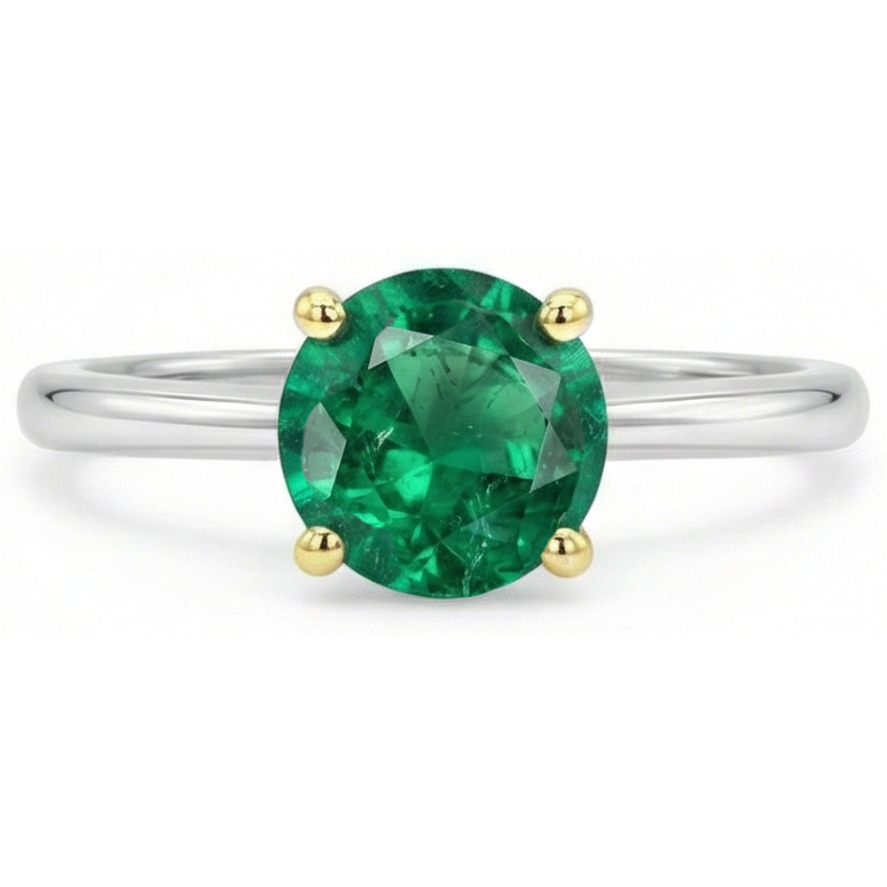 Natural Real ( Not Lab Grown ) Dainty Casual Green Emerald GIA Ring Solitaire Jewelry