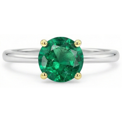 Natural Real ( Not Lab Grown ) Dainty Casual Green Emerald GIA Ring Solitaire Jewelry