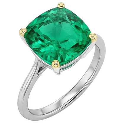 Natural Real ( Not Lab Grown ) Dainty Gemstone Jewelry Green Emerald GIA Cushion Cut