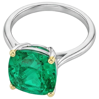 Natural Real ( Not Lab Grown ) Dainty Gemstone Jewelry Green Emerald GIA Cushion Cut