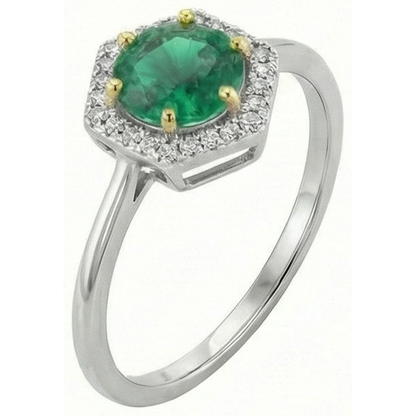 natural round emerald 2ct ring side angle