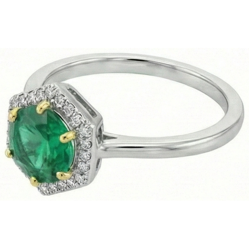 natural round emerald 2ct ring profile view