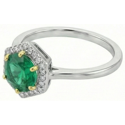 natural round emerald 2ct ring profile view