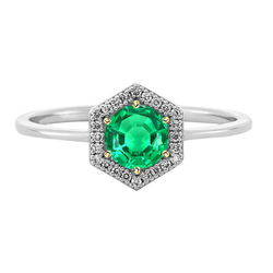 Natural Emerald Ring 2ct - Two Tone 14K Gold